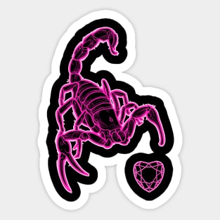 Pink scorpion and diamond heart Sticker